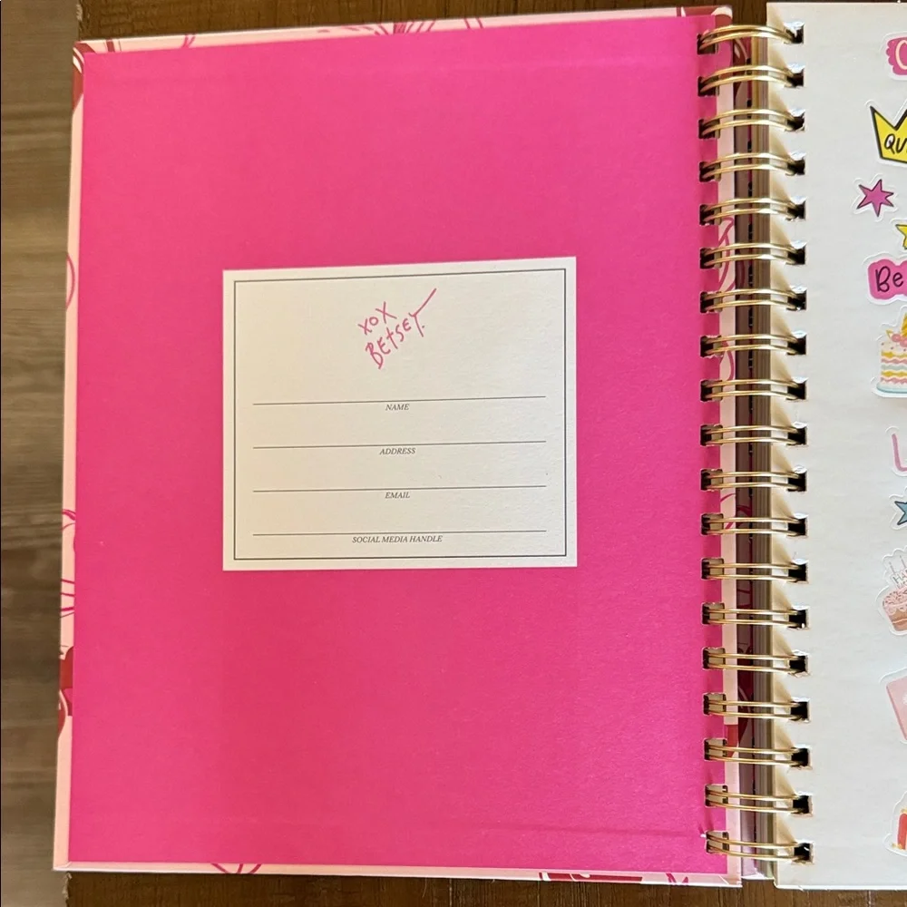 Betsey Johnson Pink Heart & Bow 18-Month Planner with Gold Elastic